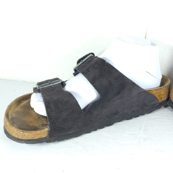 BIRKENSTOCK Arizona EU41 L10 M8 Suede Midnight Blue Soft Footbed Slide Sandals - Picture 7 of 16